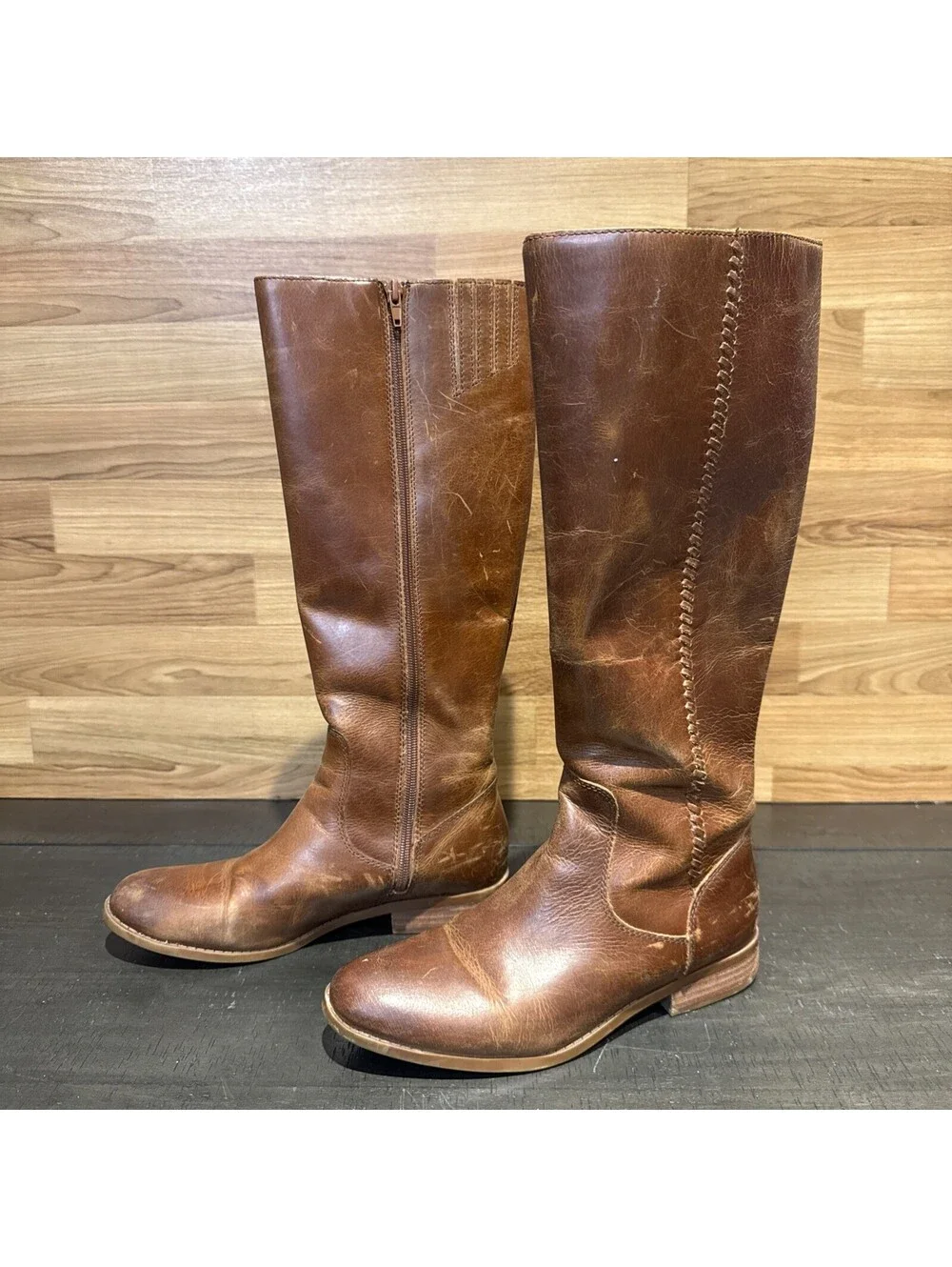 Frye Jolie Whip Tall Boots Women’s 8M Cognac Leather Riding Knee High
